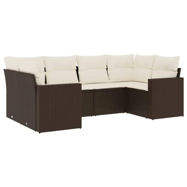 vidaXL 6-Tlg Garten-Sofagarnitur mit Kissen Braun Poly Rattan 3251720