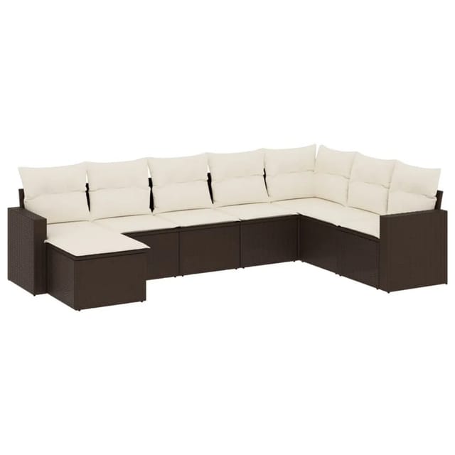 vidaXL 8-Tlg Garten-Sofagarnitur mit Kissen Braun Poly Rattan 3251700