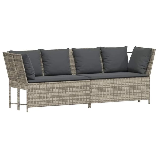 vidaXL Gartensofa mit Kissen Hellgrau Poly Rattan 4104127