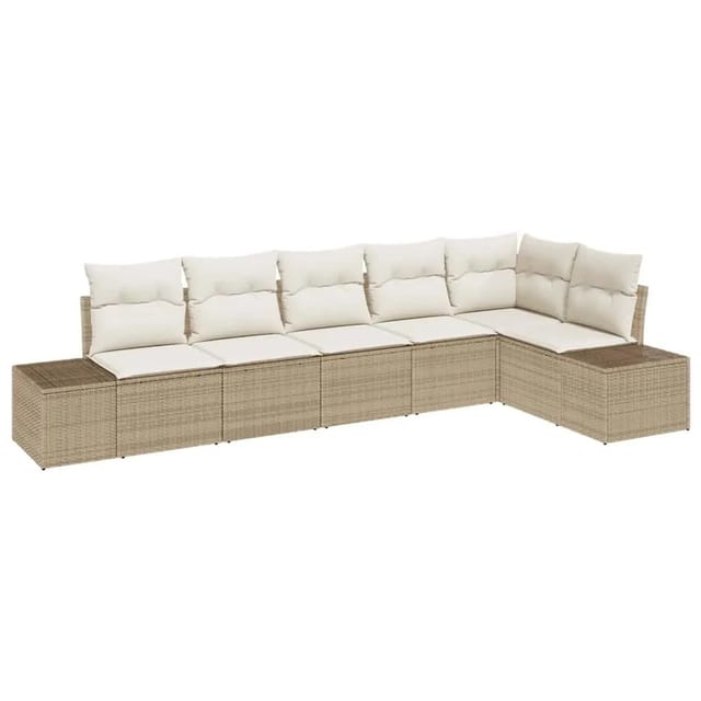 vidaXL Gartensofa-Set mit Speicher 6 Stk Beige und Creme Poly-Rattan 3355750