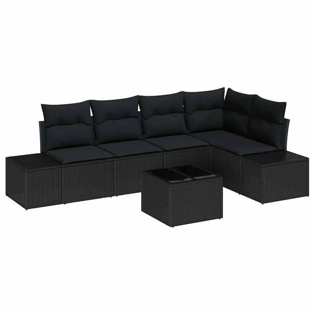 vidaXL Gartensofa-Set mit Speicher Schwarz Poly-Rattan 3355742