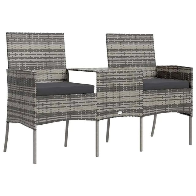 vidaXL 2-Sitzer-Gartensofa mit Teetisch Poly Rattan Anthrazit 317624