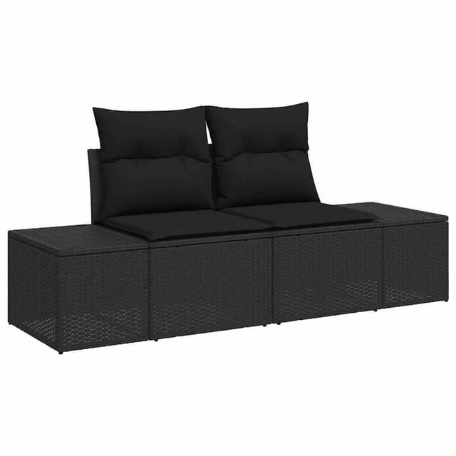 vidaXL Gartensofa mit Kissen Schwarz 184 x 62 x 69 cm Poly-Rattan 42006811