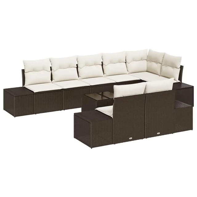 vidaXL Gartensofa-Set mit Speicher Braun und Creme Poly Rattan 3355787