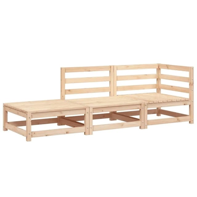 vidaXL Gartensofa mit Fußhocker 2-Sitzer Massivholz Kiefer 837970