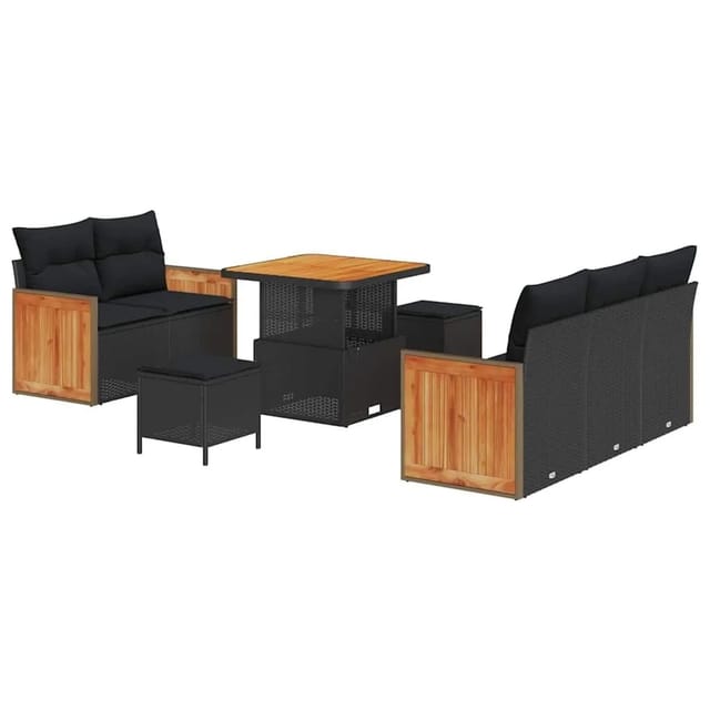 vidaXL Gartensofa-Set mit Kissen 8 Stk Schwarz 3363244