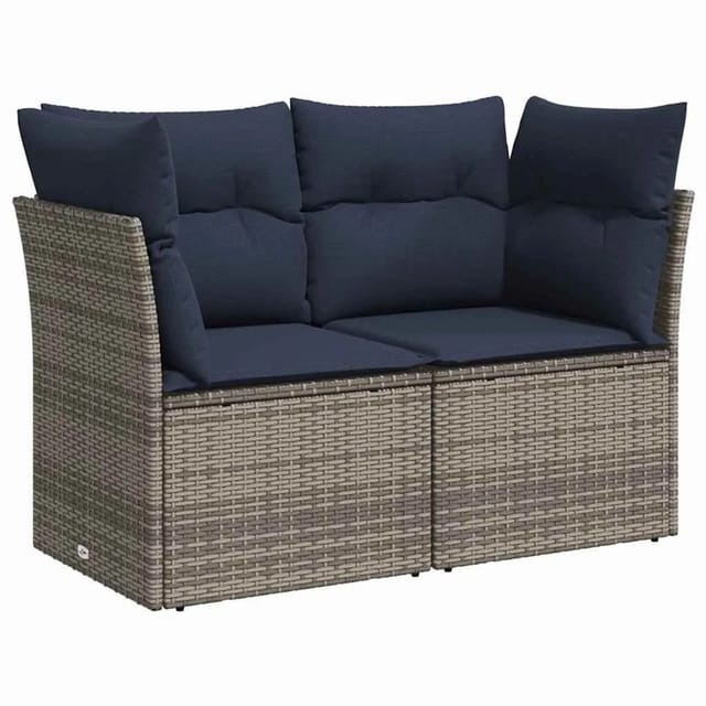 vidaXL Gartensofa mit Kissen Grau 124 x 62 x 69cm Poly-Rattan 366149