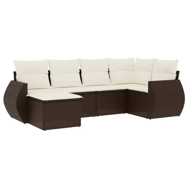 vidaXL 6-Tlg Garten-Sofagarnitur mit Kissen Braun Poly Rattan 3221662