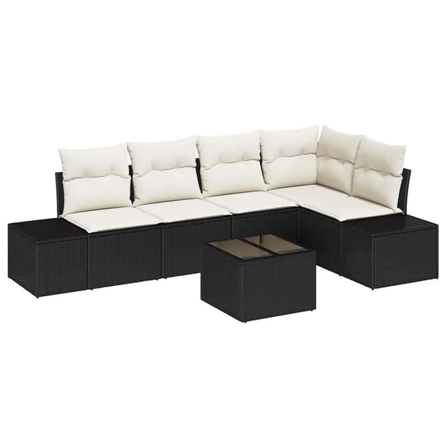 vidaXL Gartensofa-Set mit Speicher Braun und Creme Poly-Rattan 3355736