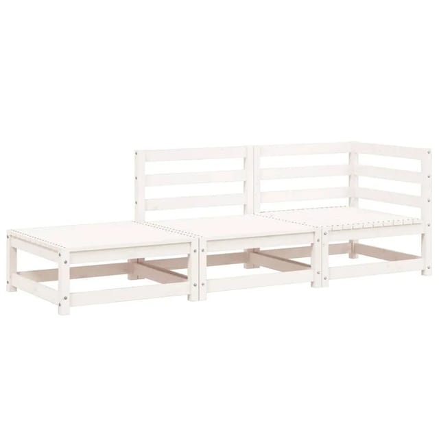 vidaXL Gartensofa mit Hocker 2-Sitzer Weiß Massivholz Kiefer 837971
