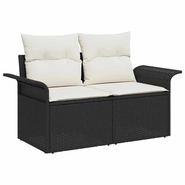 vidaXL Gartensofa mit Kissen Schwarz 141 x 62 x 69cm Poly-Rattan 42006692