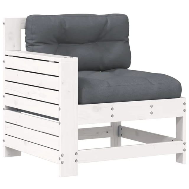 vidaXL Gartensofa mit Armlehne und Kissen Weiß Massivholz Kiefer 844915