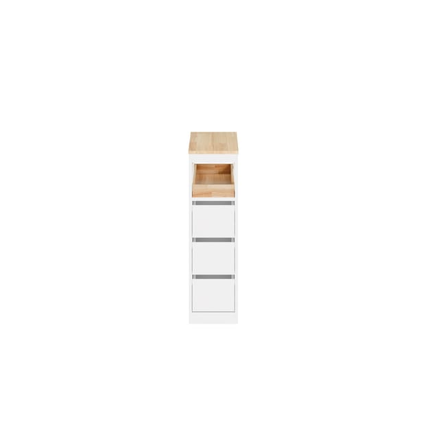 SoBuy Schmaler Badschrank mit 3 Schubladen Nischenschrank Rollwagen Weiß 23x82x65cm BZR54-II-W