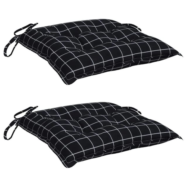vidaXL Stuhlkissen 2 Stk Schwarz Karomuster 40x40x7 cm Stoff 361489