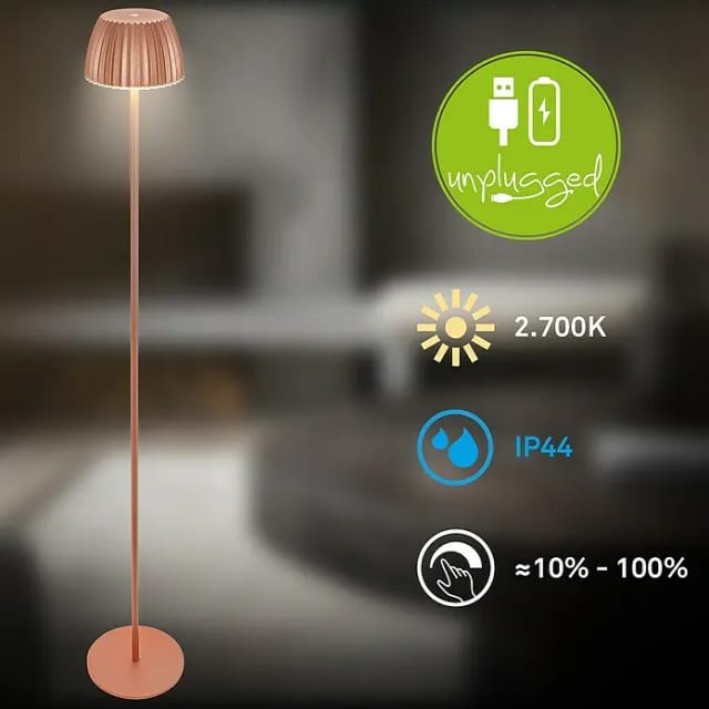 Brilo Akku-Stehleuchte Riffle Dimmbar Touch Lichtkante Kupfer