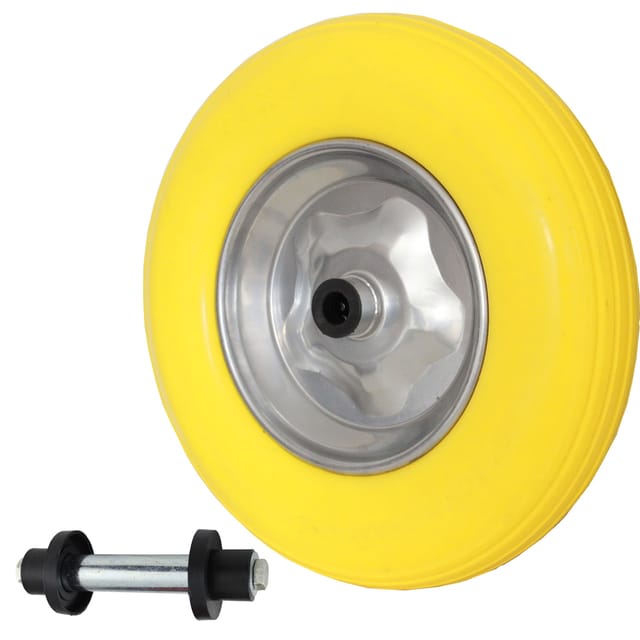 TRUTZHOLM Schubkarrenrad Vollgummi 4.00-8 4.80 mit Achse PU Stahlfelge