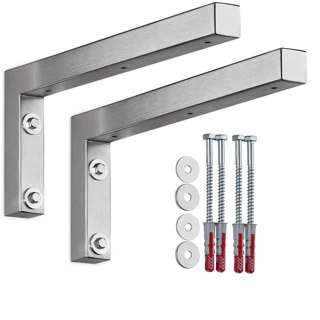 SOTECH 2 x Wandkonsole L-Winkel WK350 350 x 150 x 30 mm Edelstahl Gebürstet