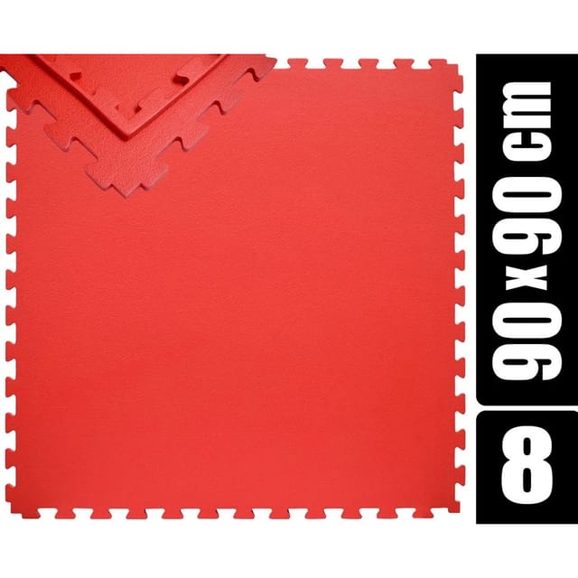 eyepower Trainingsmatte XL mit Rand 90 x 90 cm 8er Set Rot