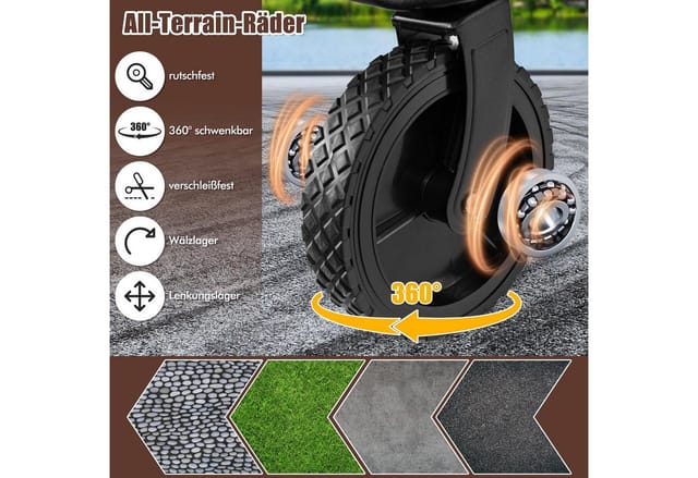Costway Bollerwagen Faltbar 100 kg mit Tasche & Getränkehaltern Kaffee