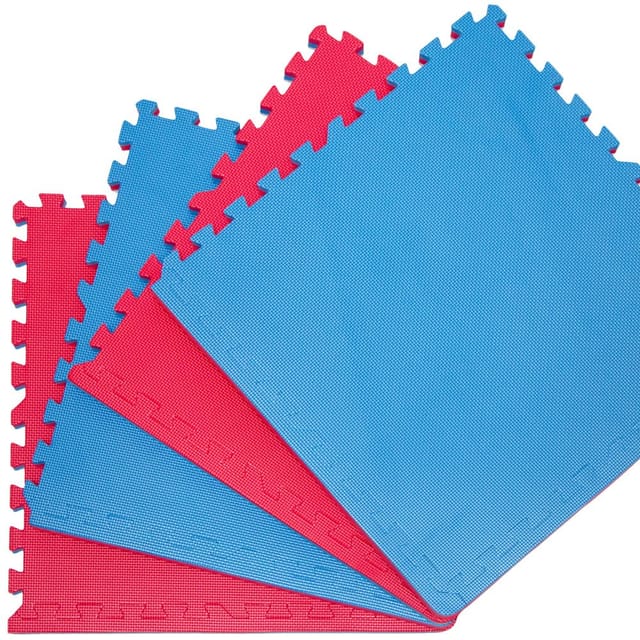 eyepower Kampfsportmatte mit Rand 63 x 63 x 2 cm Blau 4er Set