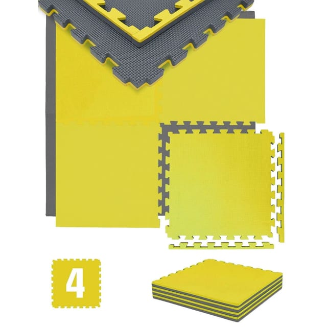 eyepower Fitnessmatte 50 x 50 x 2 cm 4er Set Gelb
