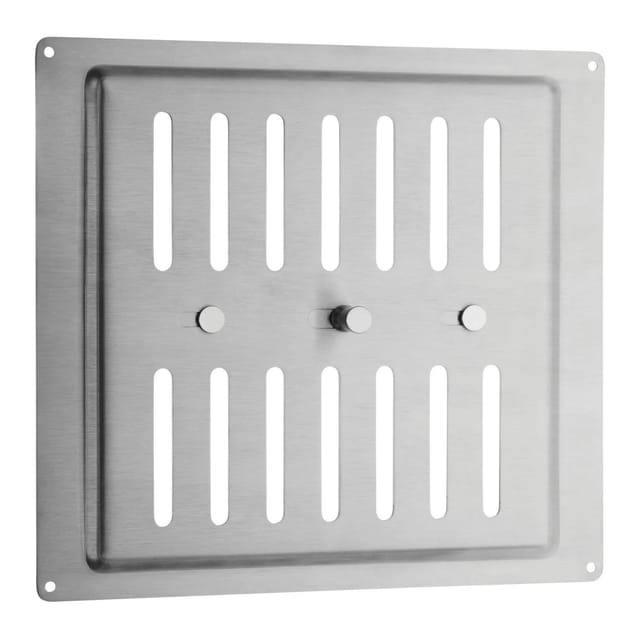 SOTECH Lüftungsgitter 260 x 240 mm mit Ovaler Lochung und Schiebeverschluss Edelstahl SS304 Feststellbar