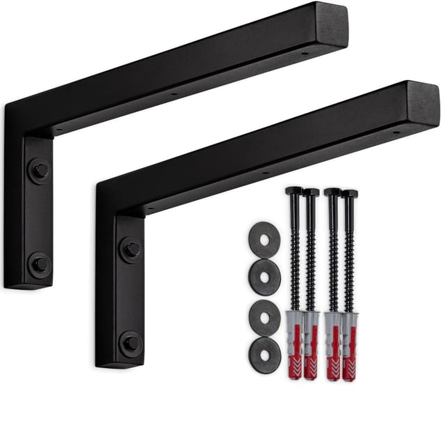 SOTECH 2 x Wandkonsole L-Winkel WK400 400 x 150 x 30 mm Schwarz Matt