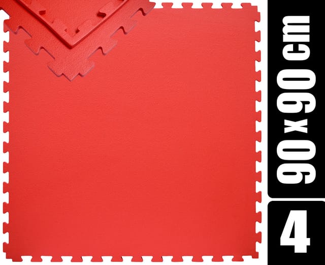 eyepower Trainingsmatte XL mit Rand 90 x 90 cm 4er Set Rot