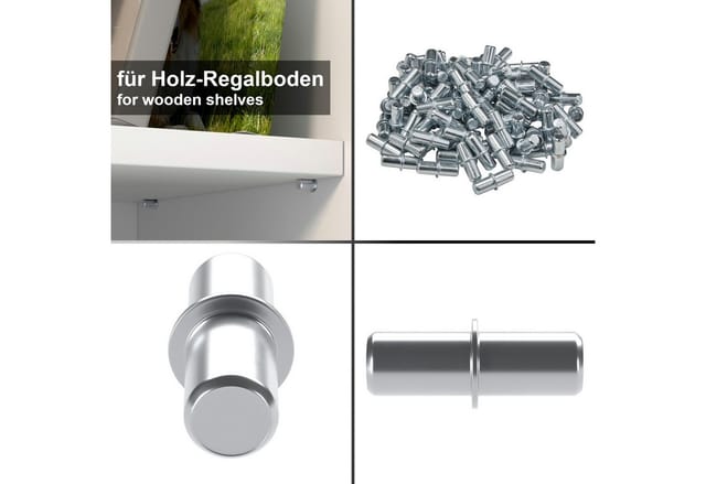 SOTECH 100 x Fachbodenträger DUPLO für Bohrloch Ø 5 mm Verzinkt