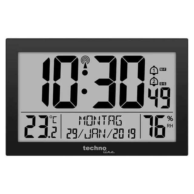 technoline Wanduhr WS 8016 Schwarz