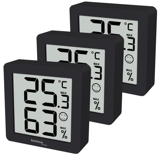 technoline Thermo-/Hygrometer 3erSet WS 9425 Schwarz