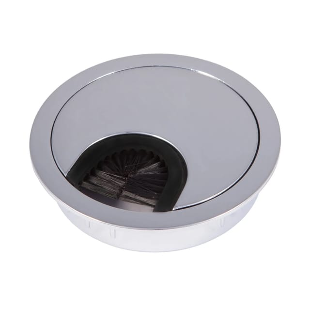 SOTECH Kabeldurchlass Metall Ø80 mm Chrom Poliert mit Bürstendichtung