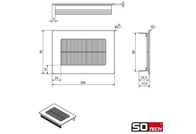 SOTECH Kabeldurchlass TONDO Länge 100 mm Edelstahloptik mit Bürstendichtung