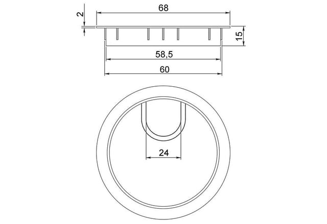 SOTECH Kabeldurchlass Metall Ø60 mm Chrom Matt mit Bürstendichtung