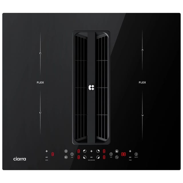 CIARRA Kochfeld mit Dunstabzug 60 cm Kochfeldabzug 4 Zonen mit integriertem Plasma System 2 Flex Zonen Boost 7165W CBBEH594BBFF