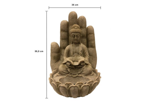 Intergarden Wasserspiel Zimmerbrunnen Mittelgroß Buddha 55cm mit Beleuchtung