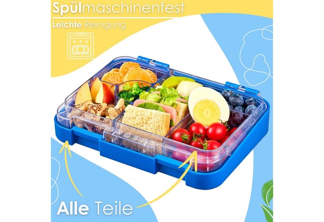 Ecosa EO-8170 Snackbox Brotdose mit 6 Fächern BPA-Frei Blau