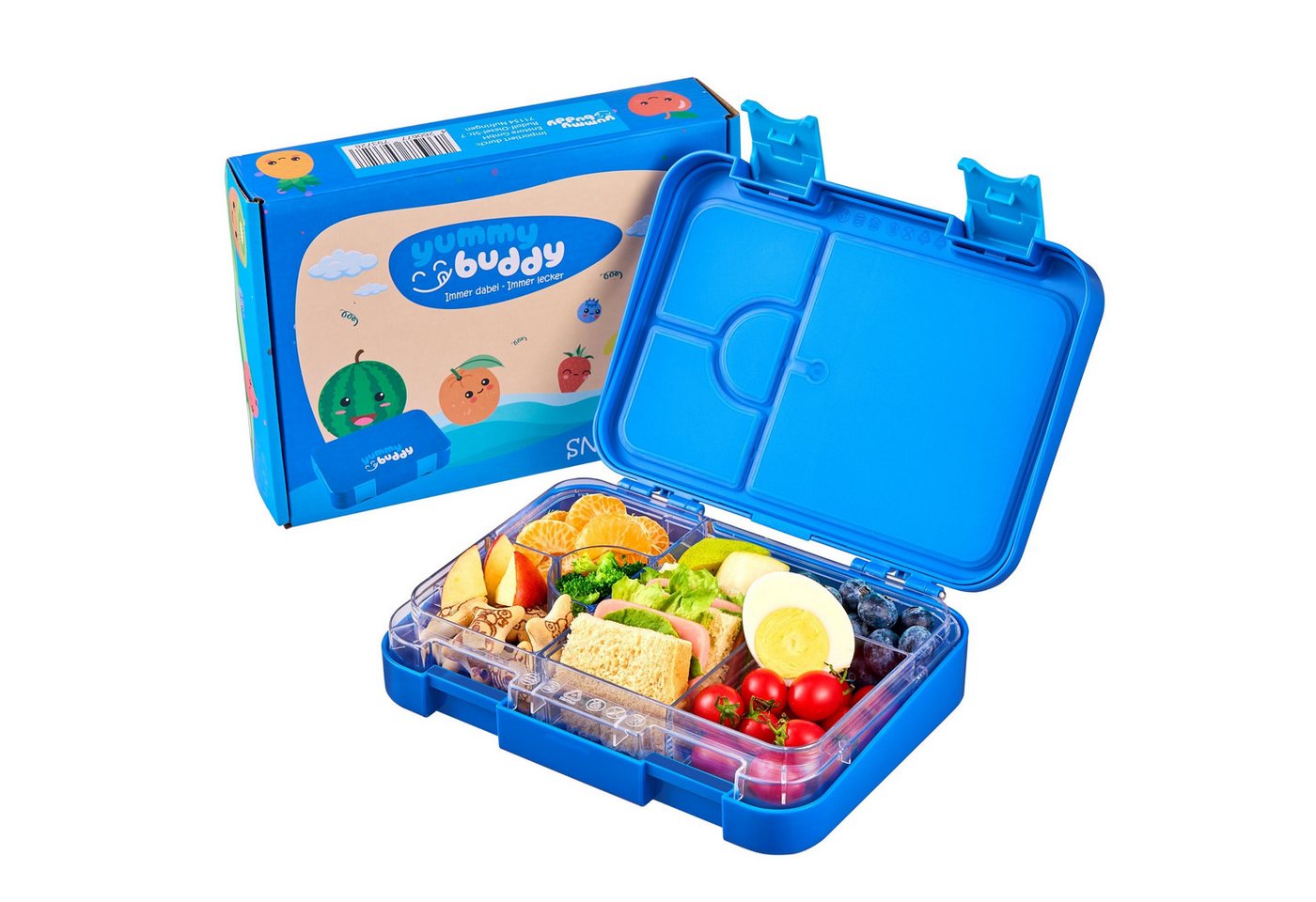 Ecosa EO-8170 Snackbox Brotdose mit 6 Fächern BPA-Frei Blau Bild 3