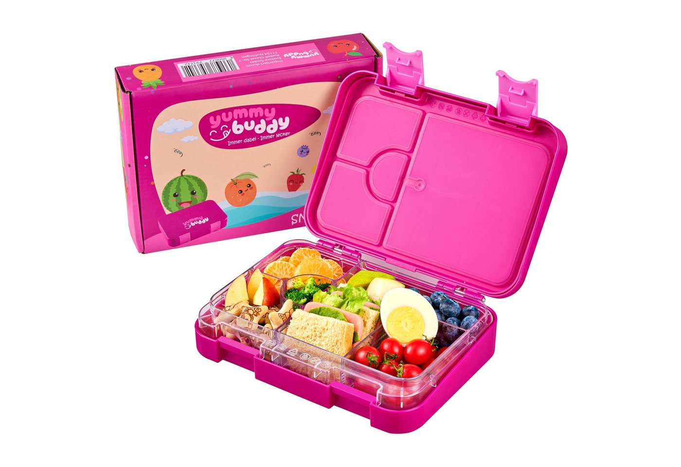 Ecosa EO-8172 Snackbox Brotdose mit 6 Fächern BPA-Frei Pink Bild 4