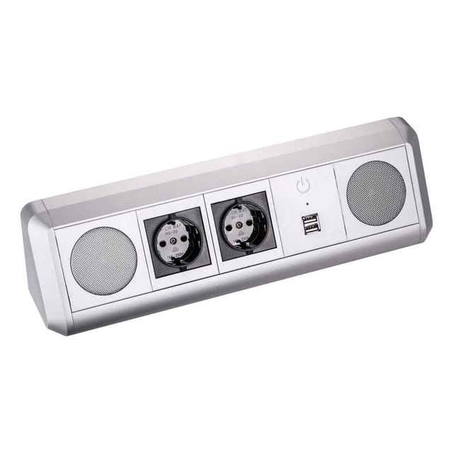 SOTECH Bluetooth Soundbox TOBO mit Schuko Doppelsteckdose und Zwei USB Ports