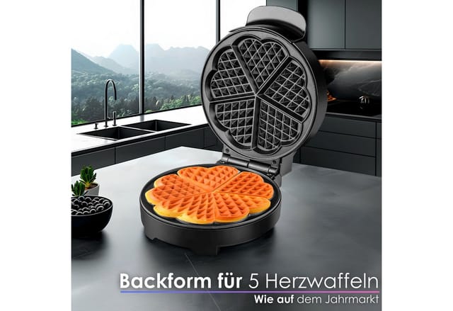 Steinborg SB-2050 Waffeleisen für Klassische Herzwaffeln 1000 Watt