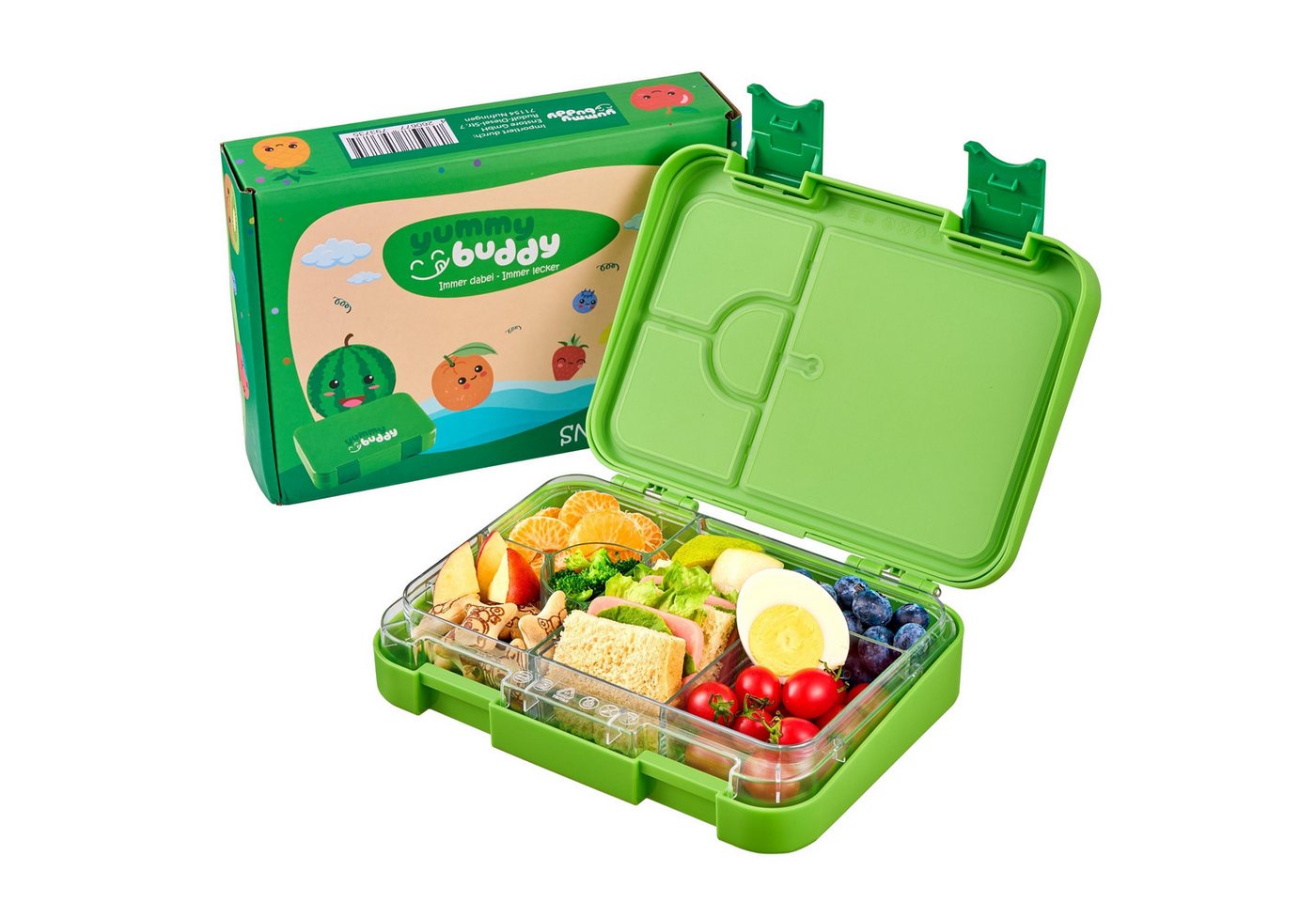Ecosa EO-8171 Snackbox Brotdose mit 6 Fächern BPA-Frei Grün