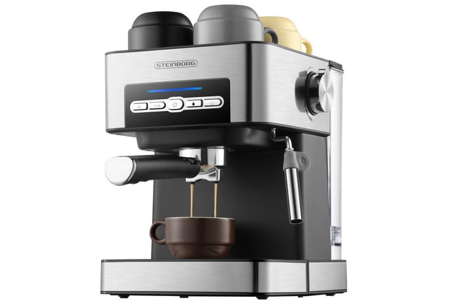 Steinborg SB-6040 Espressomaschine Edelstahl Design Dampfausstoßregler 1.6L 850W