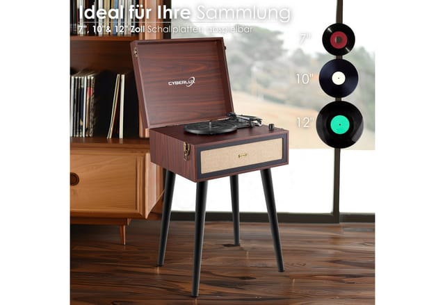 Cyberlux CL-3081 Retro Plattenspieler mit Bluetooth FM-Radio USB SD
