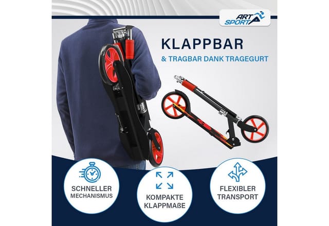 ArtSport Scooter Cityroller Fire Schwarz Rot