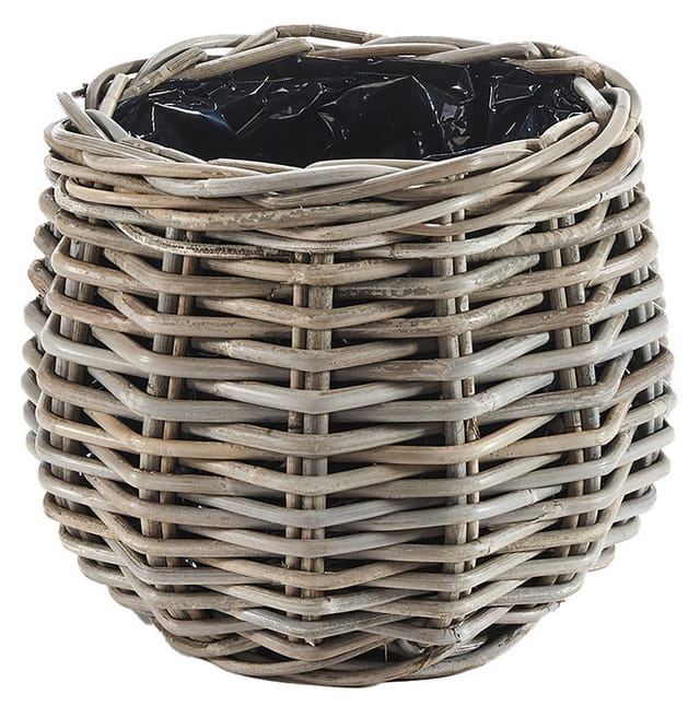 Kobolo Pflanzkorb Übertopf BOTAN Rattan mit Folie Kubu Grey Grau