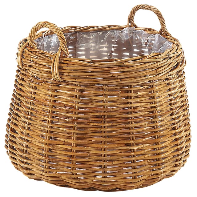Kobolo Rattanübertopf Pflanzkorb Übertopf Korb Rattan Lacak mit Folie Größe M