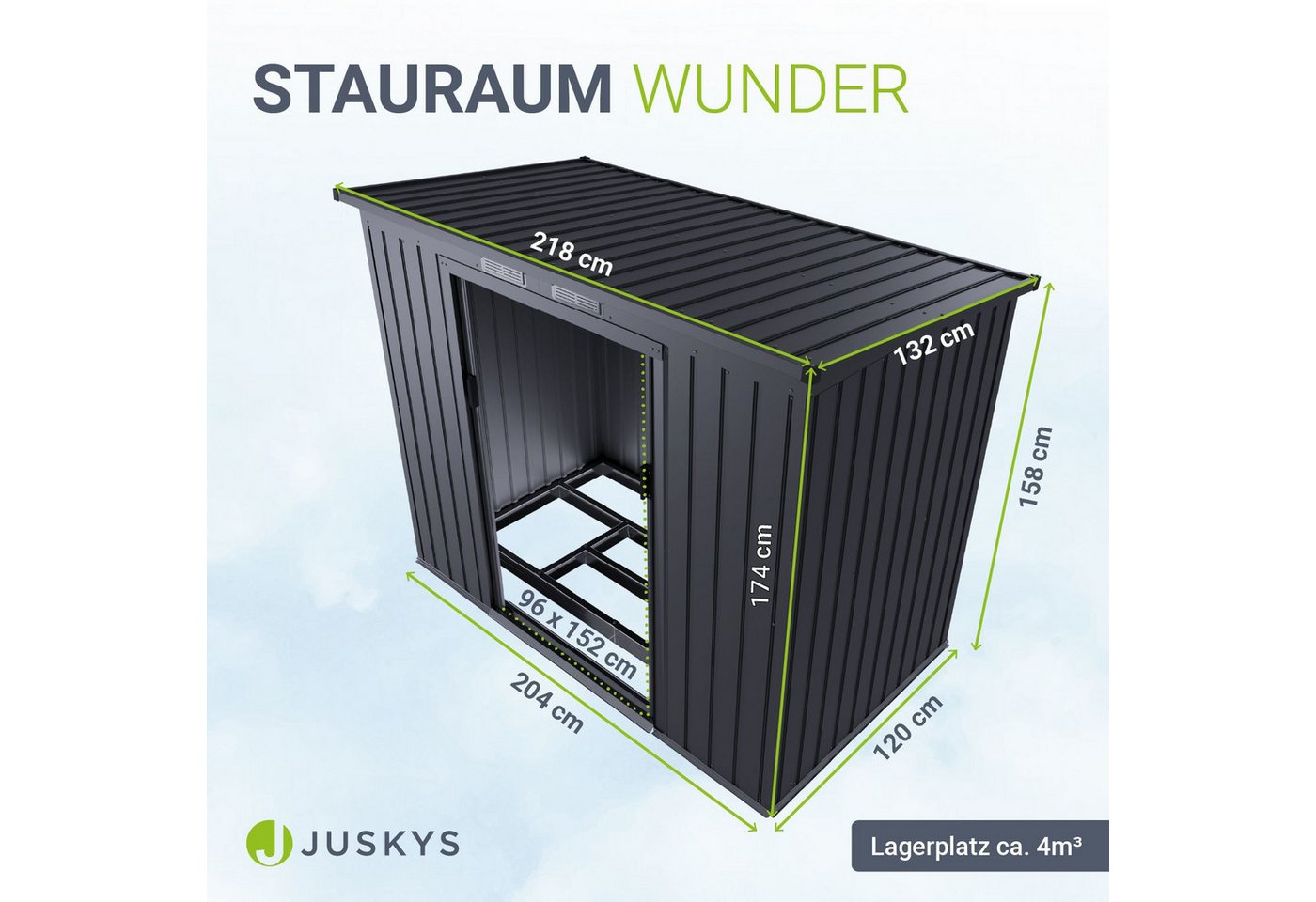Juskys Metall Geräteschuppen Gerätehaus M mit Pultdach in Dunkelgrau Bild 5