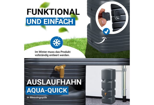 4rain Wandtank Quadro Komplett-Set 170 Liter Graphite Grey