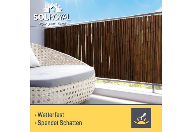 Sol Royal Premium Bambus Sichtschutz Zaun 80x250cm B23 Dunkelbraun Ø 2-3cm